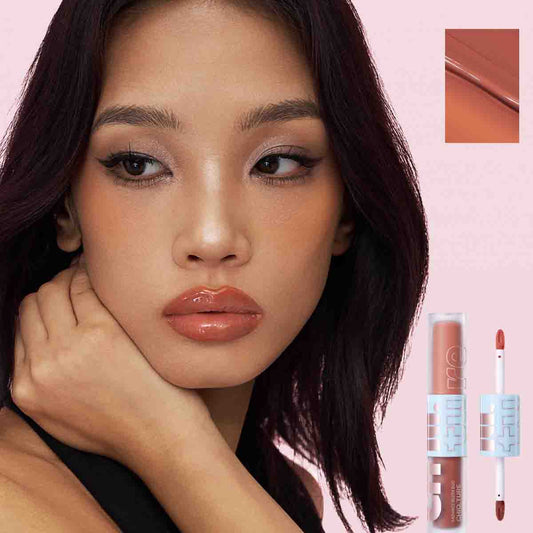 Soft Nude Aura blush look on a model