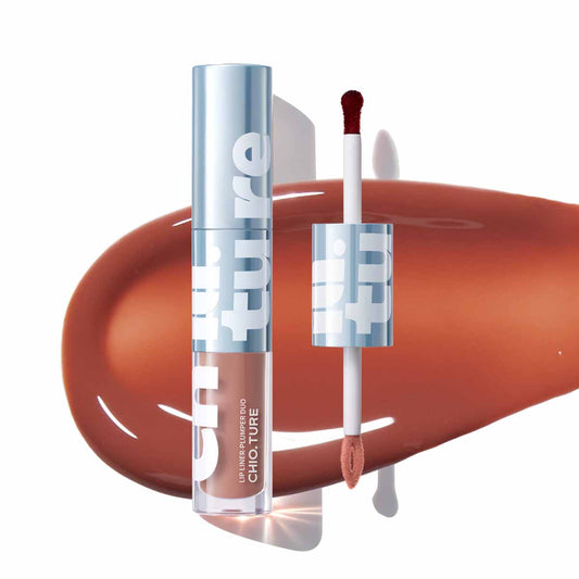 Latte Mellow lip plumper duo with applicators and milk tea brown texture