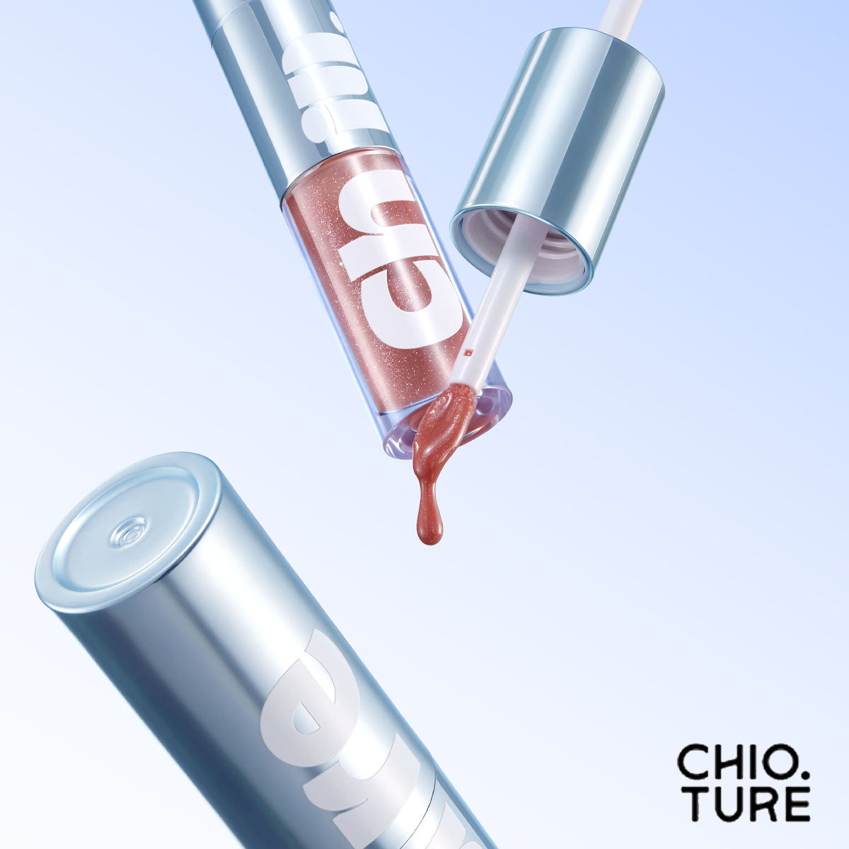 CHIOTURE Sunrise Beam lip products in a creative display