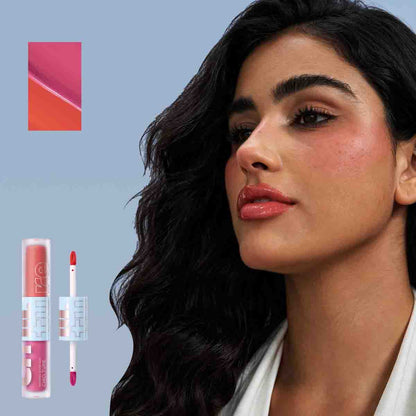 Warm Sunset Mirage blush look on a model